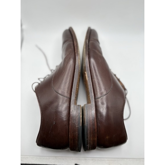 J Crew Leather Cap Toe Dress Oxford shoes Size US 8.5 Brown mens - Picture 7 of 8